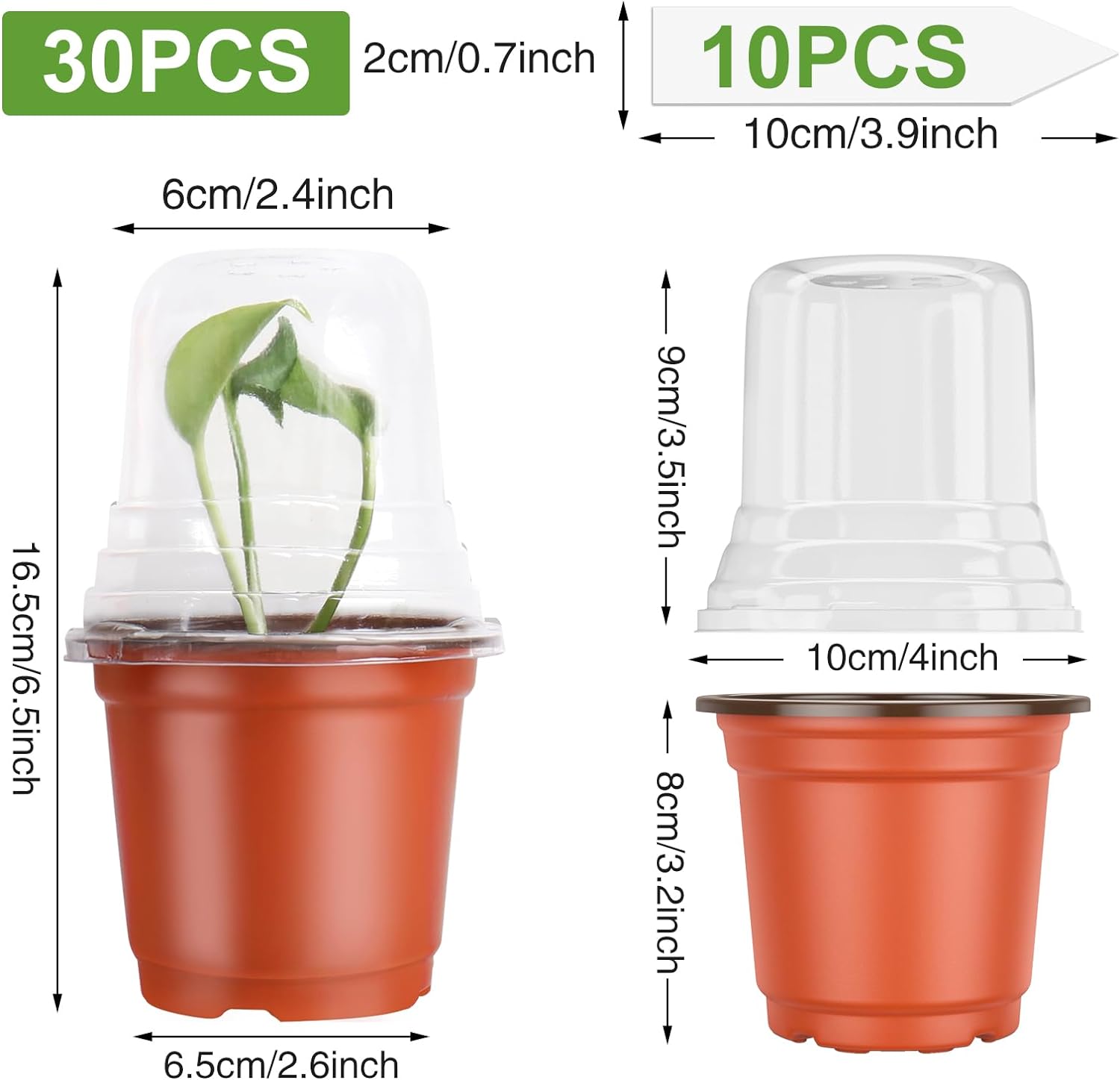 PEYOU 30 Pack 4" Nursery Pots