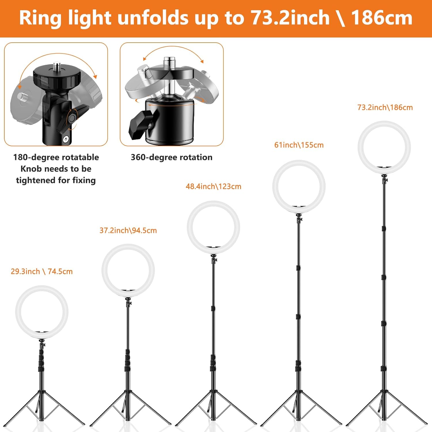 PEYOU 12" Ring Light with 63" extendable Tripod Stand Selfie Ring Light with Phone Holder