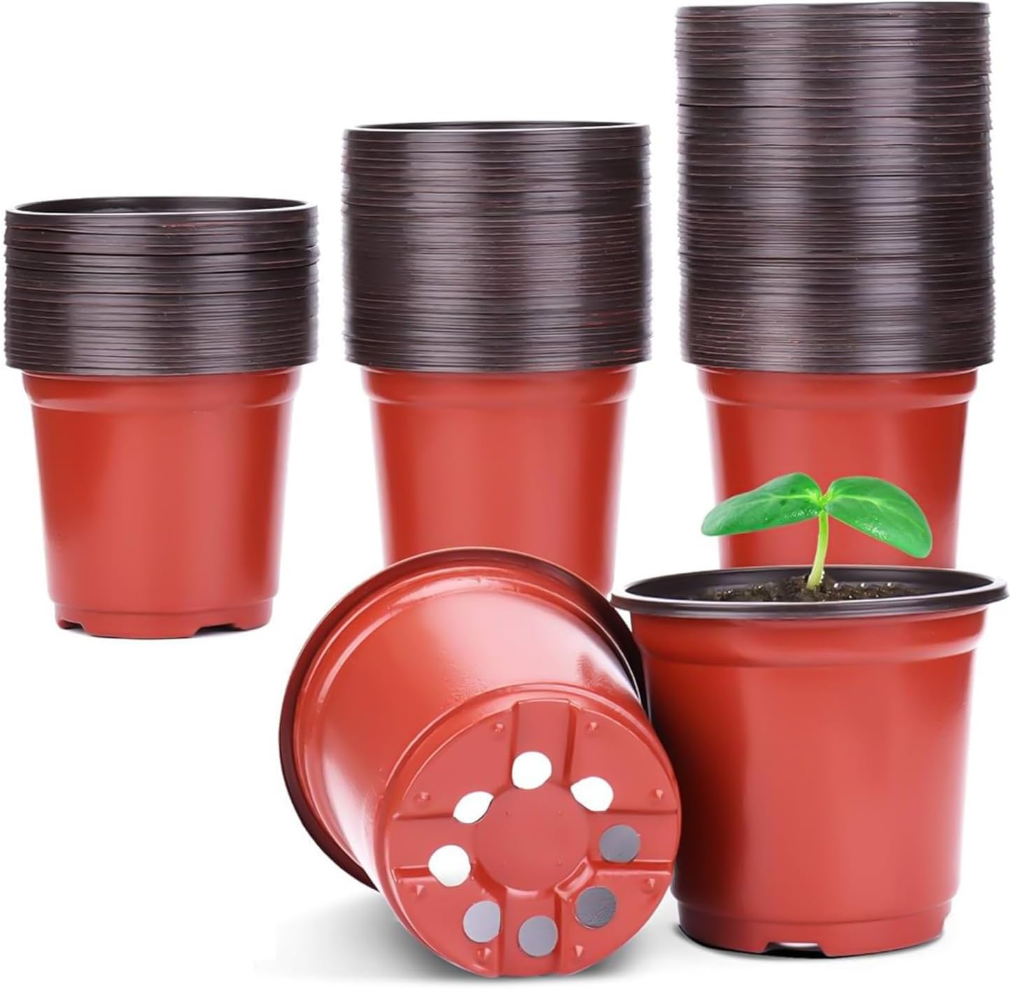 PEYOU 100 Pcs 4" Plastic Plant Nursery Pots