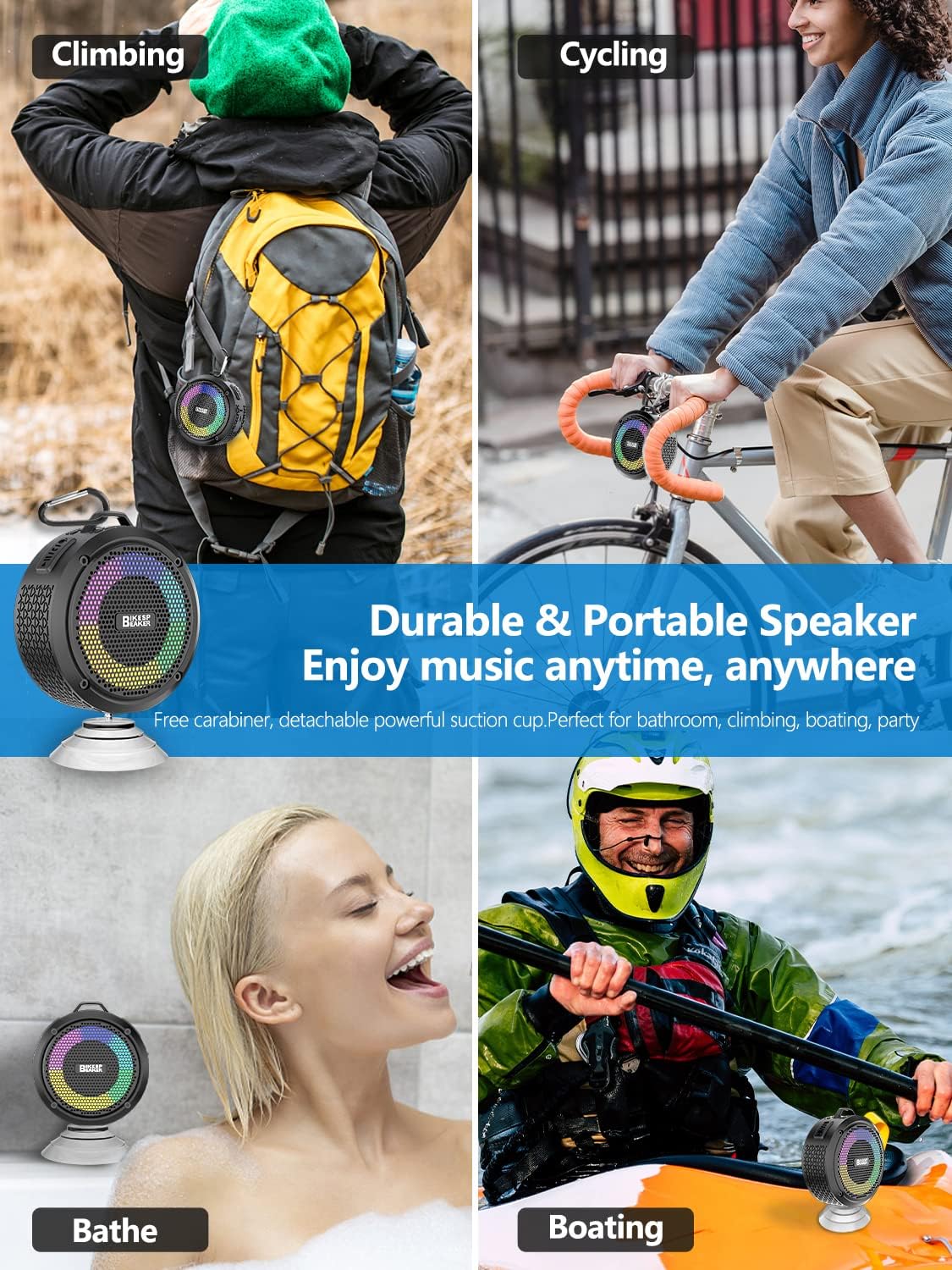 PEYOU IPX7 Waterproof Speaker, Bluetooth Shower Speaker 5.0 Waterproof with Suction Cup - PEYOU Store